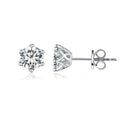 Concise Style 6 Claw Setting White Cubic Zircon Girls S925 Sterling Silver Single Stone Stud Earrings for Women Dating Gift