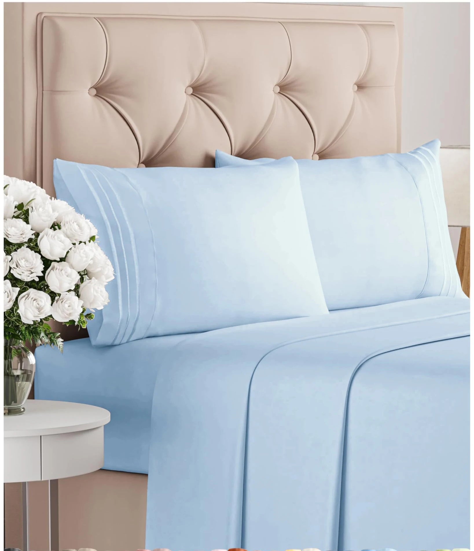 Wholesale 100% Cotton Home Textile Durable King Size Floral Bed Sheet Set 4pcs Soft Folded Stitched Bedding for Hotel Use