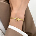 Punk 18K Gold Plated Butterfly Herringbone Bracelet Tarnish Free Stainless Steel Butterfly Snake Chain Bracelet Hiphop Jewelry