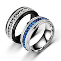 Good Quality Stainless Steel Single Row Full of Blue or White Cubic Zirconia STONE Promise Fidget Anxiety Ring for Couple