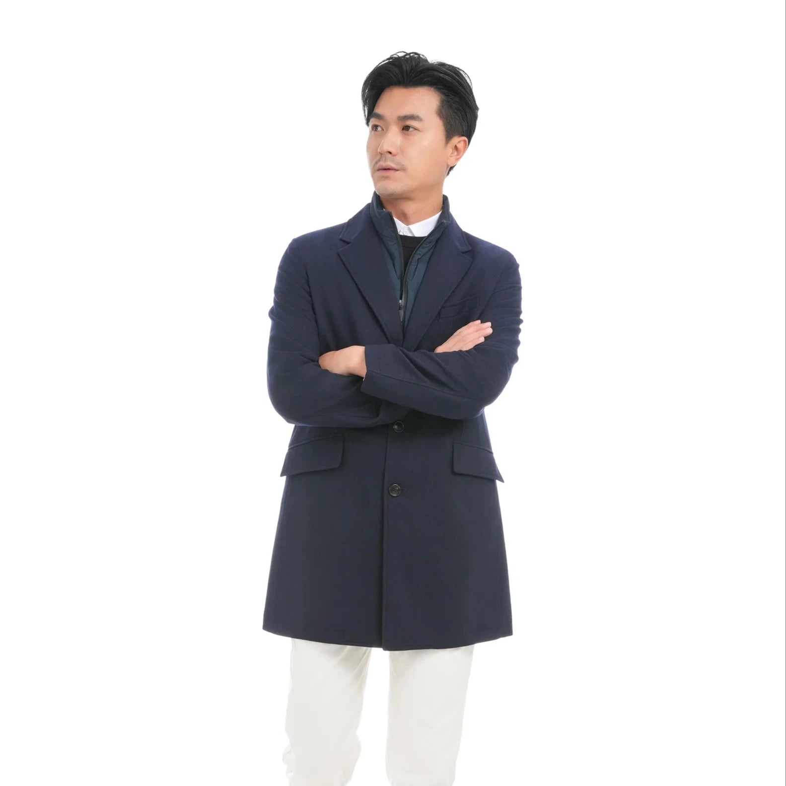 2023 Bosha MTM Custom Men's Winter Overcoat Long Wool Turn-Down Collar Single Breasted Closure Thick Woolen Trench Outerwear M