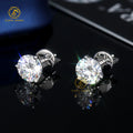 18k Moissanite Stud Earrings 6.5mm Round Brilliant Gold Martini Set Fine Wedding Jewelry Accessories