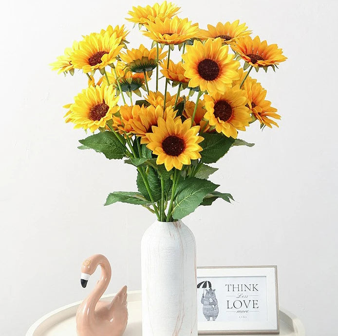 M241 Artificial Sunflower Long Stem Various Designs Big Flower Heads Fabric Silk Flores Artificial  Sunflowers  for Wedding Home