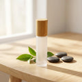Hot Sale 10ml Frosted Glass Essential Oil Roller Bottles Empty Glass Roll on Bottle with Bamboo Lid