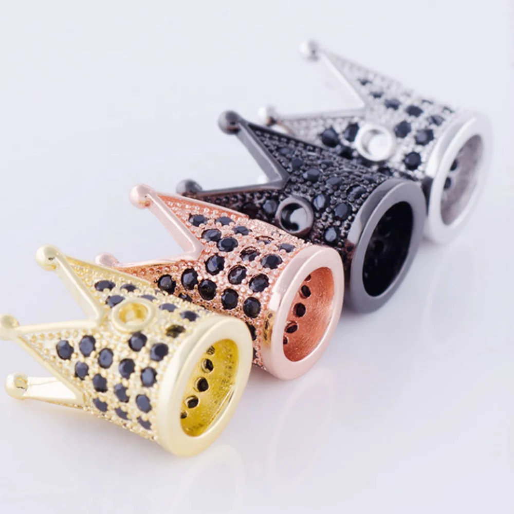 Brass Zircon Crown Shape Screw Clasps for Chain Necklace Gold Plated Carabiner for Jewelry Making From CN/GUA
