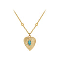 Latest 18K Gold Plated Stainless Steel Jewelry Beads Box Chain Natural Stone Love Heart Pendant for Women Gift Necklace P233424