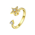 Wholesale Hot Selling Open Adjustable  Anxiety Relief Stress Star Fidget Spinning Ringfor Women and Girl Jewelry Gift