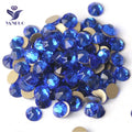 Yanruo Superior Quality Sapphire Blue Color Glass Rhinestone Flatback Non Hotfix Clothing Rhinestones