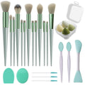 25 Piece Customizable Green Beginner Beauty Tools Kit Blending Sponge Blush Mascara Eyeshadow Powder Synthetic Fiber Makeup Set