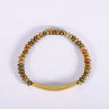Customized Logo Stainless Steel bar Volcanic Lava Healing Natural Tiger Eye Stone Anxiety Engraved Bracelet for Men Women