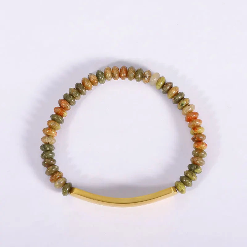 Customized Logo Stainless Steel bar Volcanic Lava Healing Natural Tiger Eye Stone Anxiety Engraved Bracelet for Men Women