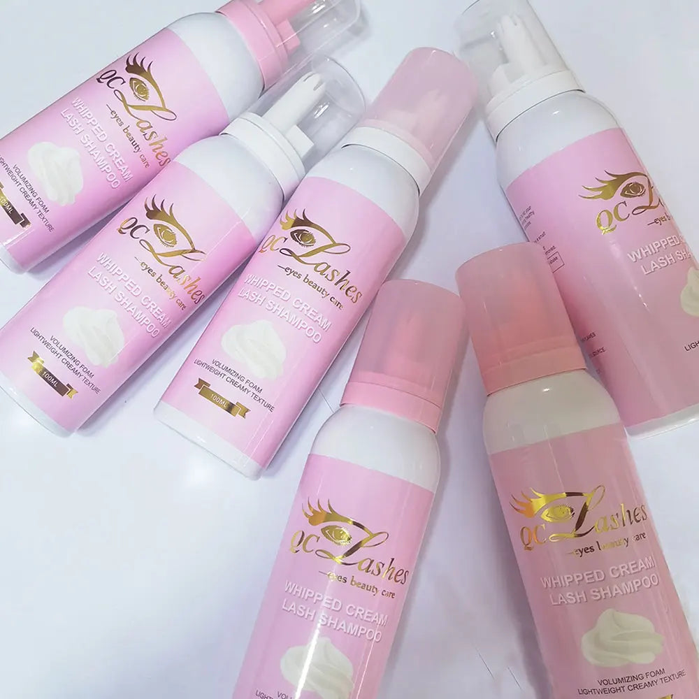 Custom Logo Whipped Lash Cleanser Cream Shampoo Strawberry  Rose Scent Foam 100ml Pink Eyelash Extension Cleaning Bath Kit