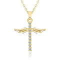 Factory Supply Wholesale Crystal Rhinestone Angel Wing Cross Necklace for Women