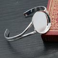 25mm Silver Plated Bangle Base Bracelet Blank Findings Tray Bezel Setting Cabochon Cameo DIY Jewelry Findings