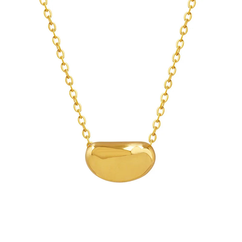 Hot Sell Stainless Steel 18K Gold Plated Irregular Bean-shaped Pendant Necklace for Women