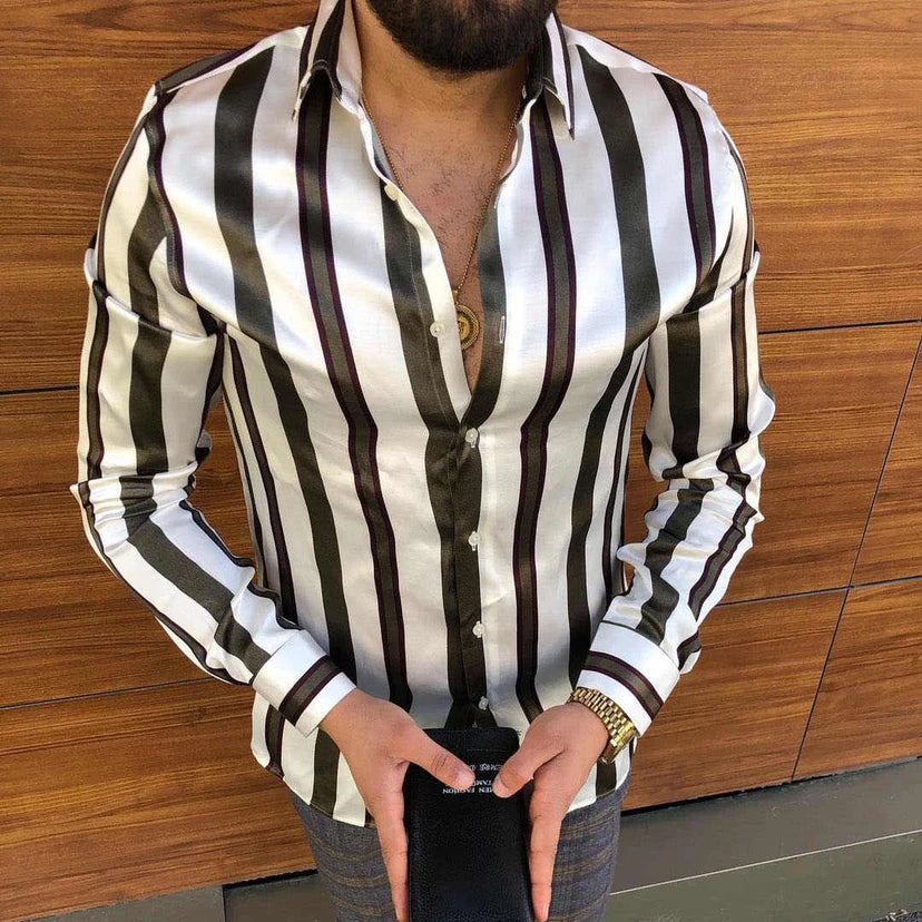 Men's Stylish Long Sleeve Floral Pattern Dress Shirt Formal Casual Clothing Plus Size Available