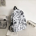 Large Capacity Nylon Backpack Waterproof Feature Fashion Graffiti Print Zipper for High School Teens Kids Letter School Bag