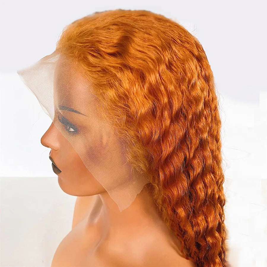 ZSF Ginger Orange 13x4 Full Frontal Lace Wig Loose Deep Wave Cuticle Aligned Unprocessed Brazilian Human Hair Wigs for Women