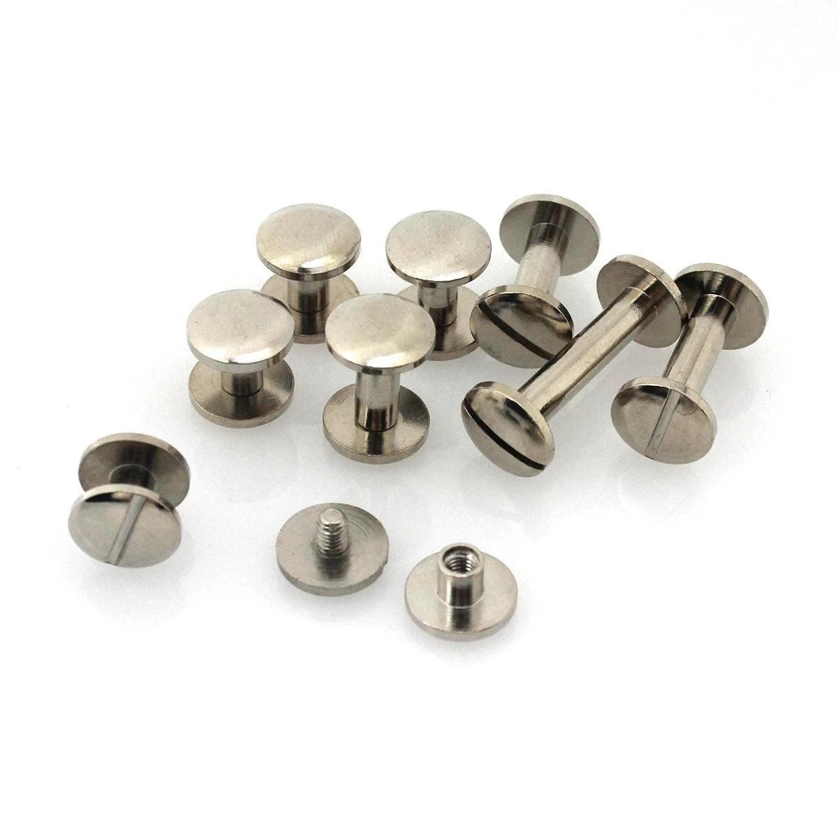 9 Sizes 10mm Curved Head Binding Chicago Screws Nail Stud Stainless Steel Screw Rivets for Photo Album Leather Craft Belt Wallet