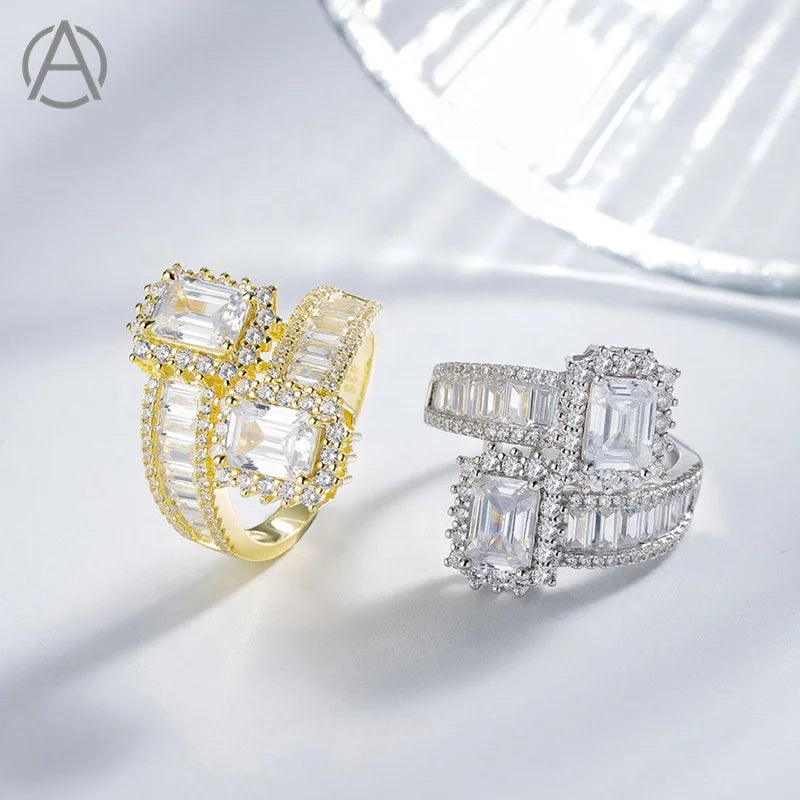 925 Sterling Silver Zircon Ring Luxury Eternity Rings for Women Big Gift Wholesale Lots Bulk Jewelry Wedding 925 CZ Band Ring