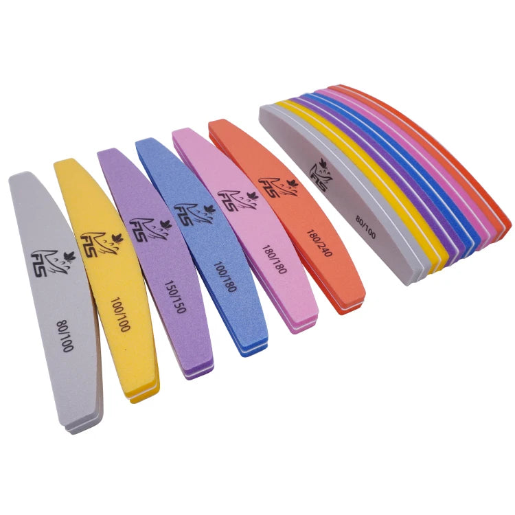 Professional Manufacturer Newest Sponge Sand Strip Scrub Nail File Nail Buffer File Sponge Half  Moon Nail File With Custom Logo