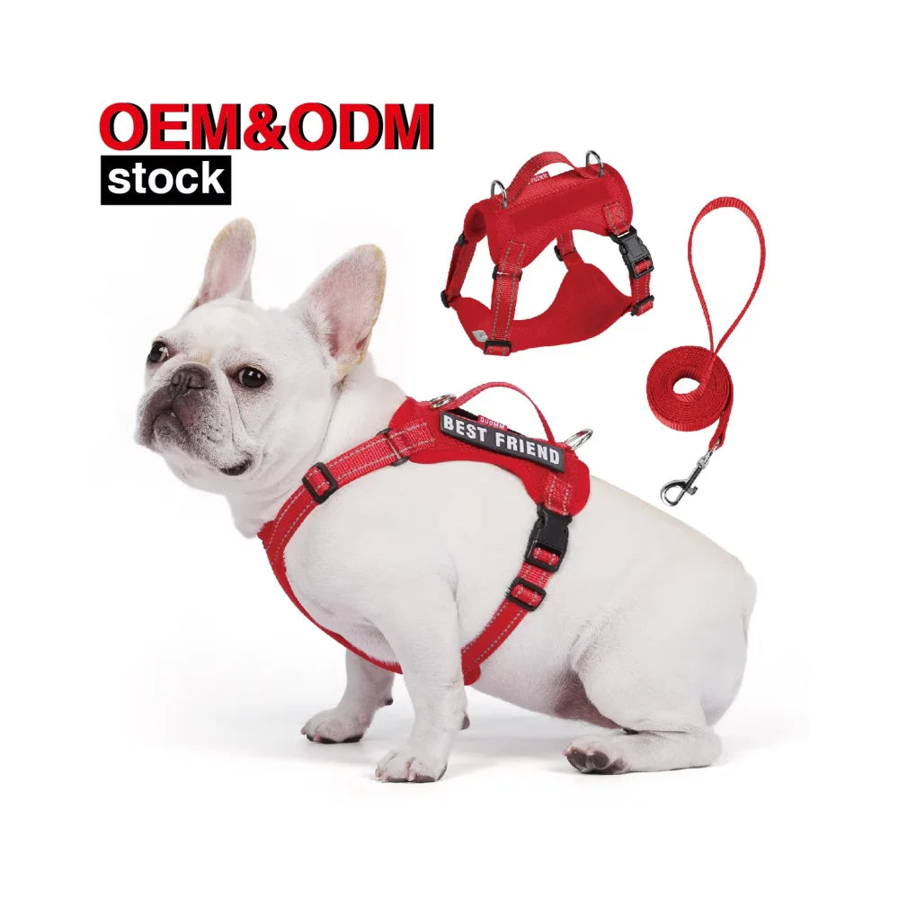 2025 Adjustable Reflective Nylon Cat Harness Pet Lightweight Breathable Mesh Dog Harness Leash Set Simple Fashion Solid