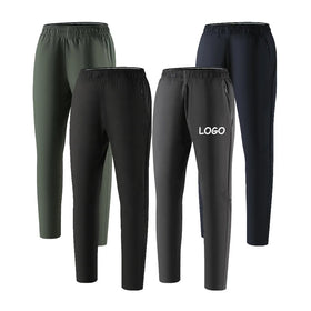 Custom Logo Ice Silk Men Sweatpants Men's Running Nylon Sweatpants With Pocket Drawstring Stretch Loose Casual Sweatpants