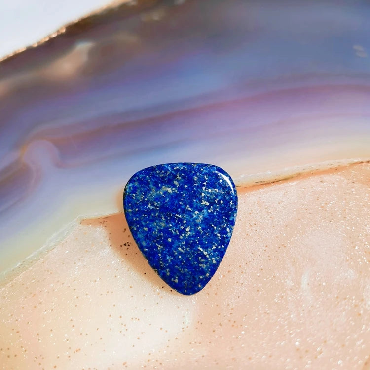 Diy Natural Crystal Printing Design Image Lapis Lazuli Guitar Picks Hot Sale OEM Gem Stones