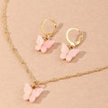 New Bohemian Candy Color Butterfly Pendant Necklaces for Women Trendy Beads Chain Clavicle Chain Fashion Jewelry