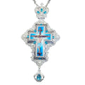 ZD041 Newest Alloy Silver Plated Orthodox Priest's Pectoral Cross Necklace with UV Printing Jesus Icon & Color Stones
