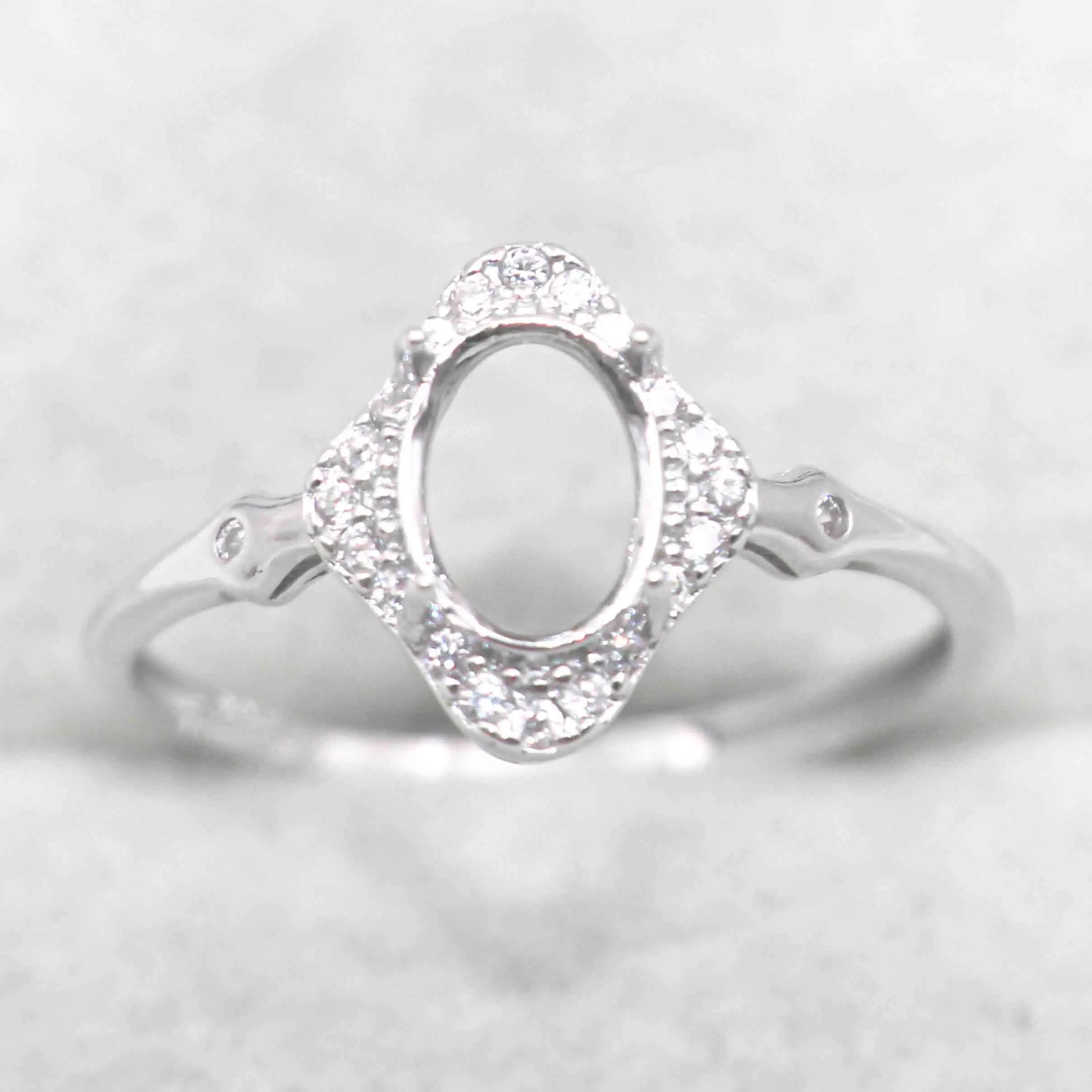 Sterling Silver 5*7/6*8mm Semi Mount Ring Empty Frame Blank Support Claws Setting S925 Base Without Center Stone for DIY Inlay