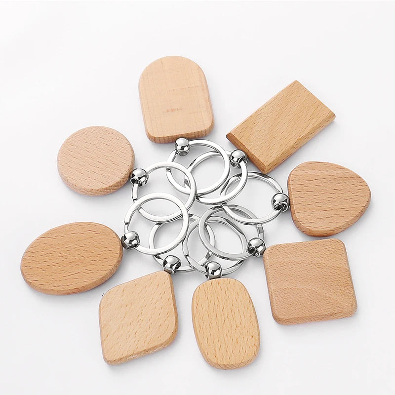 Custom Personalised Creative Wooden Laser Engraving Keychains