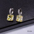 New High-Grade Light Luxury Temperament Gem Ear Clip Women 'S Micro Inlaid Zircon Simple Versatile Multi-Color Square Earrings