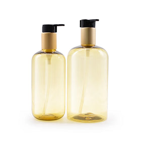 Customized 100ml 200ml Amber Shampoo & Lotion Bottles with Pump Sprayer PET Screen Printing for Skin Care Packaging