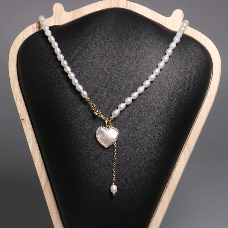 Vintage Shell Pearl Beaded Necklace for Women Gold Plated Pearl Charm Choker Vintage Pearl Necklace Fashion Jewelry Wedding Gift