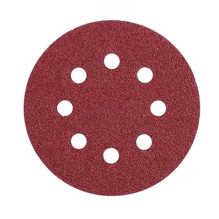125mm 5 Inch Aluminum Oxide Abrasive Disc 8 Holes Medium Hardness Hook and Loop Backing OEM Customizable Grinder Disc