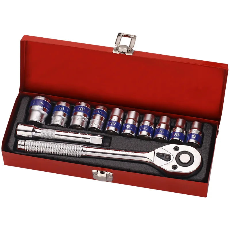 SOLUDE  12pcs Mechanic's Household Repair Heavy Duty Car Hand Tools Set Box