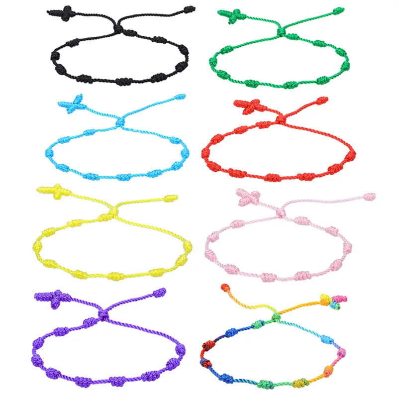 Handmade Braided Cord Lucky Rope Rosary Knot Bracelet Catholic Rosary Cross Bracelets Friendship Jewelry