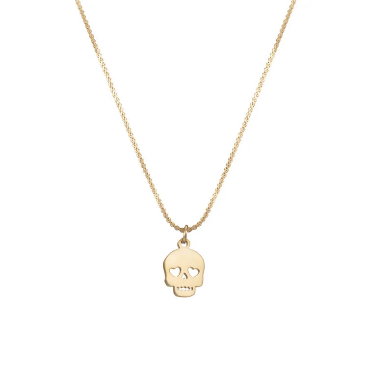 Popular Personalized Jewelry Charms 18k Gold Plated Stainless Steel Skull Pendant Necklace Men
