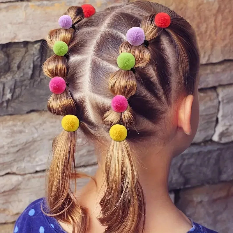 Hot Selling Cute Plush Pompom Elastic Hair Ties New Autumn and Winter Models Candy Color Cloth Hair Ties Wholesale MegaBDM