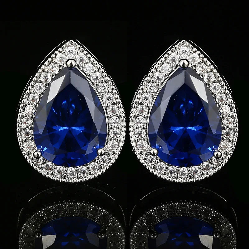 Classic Hot Selling Water Drop Crystal Zircon Cufflinks for Ladies-Wedding Engagement Gift