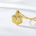 Fashion 18K Gold Plated Necklace Pendant Jewelry Hexagon Chain 26 Letter A-Z Initial Stainless Steel Necklaces for Women