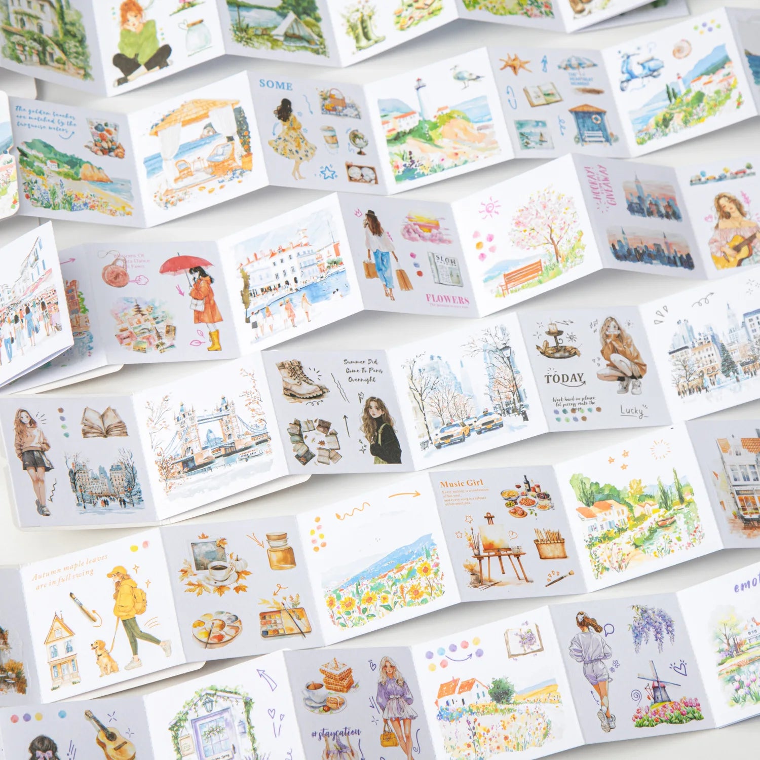 10 Sheets/pack Travel Drawing Book Series Folded Die Cut Sticker Book Cote D'Azur Handbook DIY