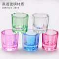 Clear Pink Ab Color Crystal Nail Liquid Cup Monomer Polygon Glass Nail Dappen Dish With Lid