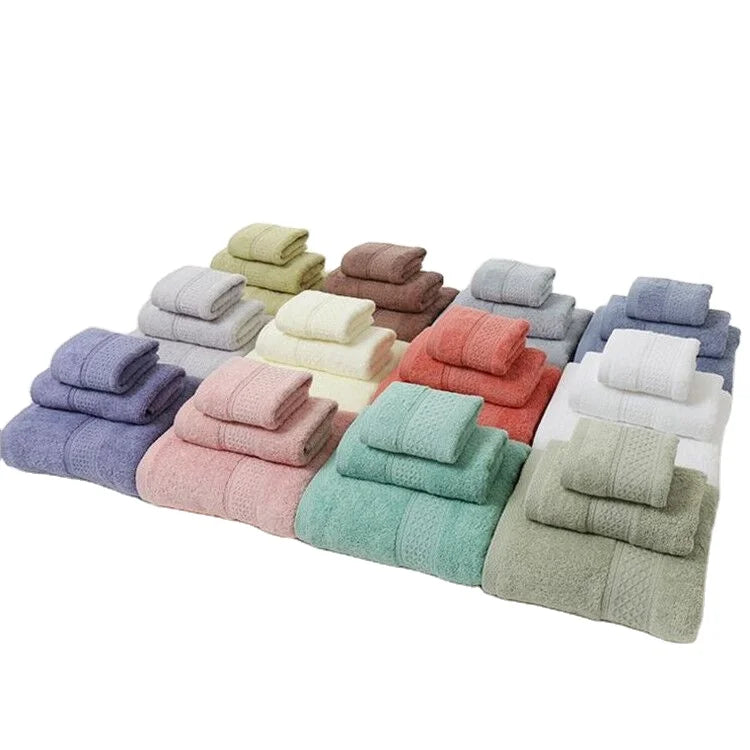 Premium 100% Cotton Bath Towel Woven Plain Style Eco-Friendly Fabric Towels Quick-Dry Home Hotel Towel Set