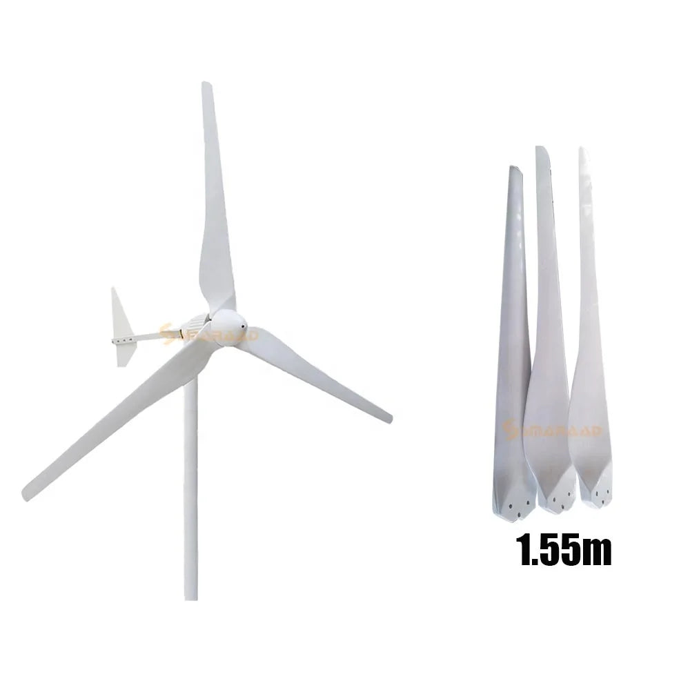 High Strength 1.5m*3 White Fiber Glass Blades for DIY Wind Turbine Generators CE Certified Factory Direct 3kw Accessories 3 M/S