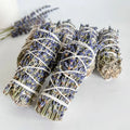 California White Sage With Lavender 4 Inch Long Dried Floral Bundle Blue Sage Sticks for Peace Harmony Home Cleansing