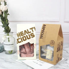 Kraft Paper Cheap Wholesale Fashion Biscuit Chocolate Cake Food Grade White Paper Package Bag Clear Window Matt Lamination