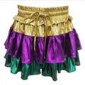 New Arrival Mardi Gras Outfit Skirt Mardi Carnival Purple Green Gold Cake Ruffle Edge Pleated Mini Cowboy Skirt for Women