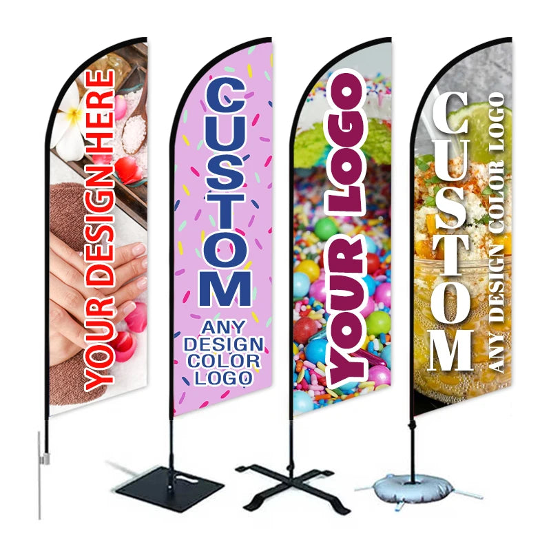 Factory Price Custom Printed Swooper Flag Wholesale Feather Banner Stand Kit Polyester Fiberglass & Aluminium Modern Style